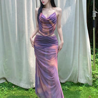 Tie-dye Sexy Slim Fit Gathering Suit