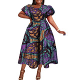 African female Short Sleeve Dresses Dashiki Party Clothes for Women WY10485