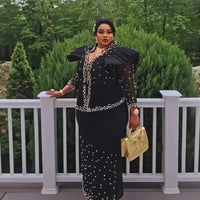 African women's elegant dress Mesh fabric