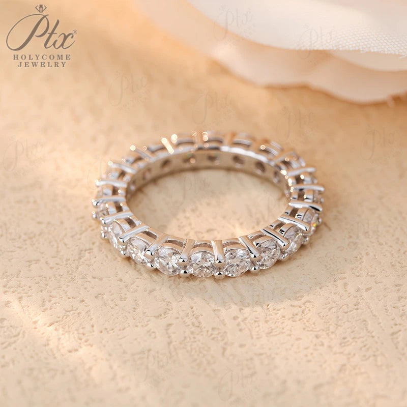 14K 18K Gold Plated Ring S925 Silver Pave Ring White Moissanite Ring