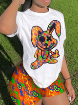 2 PCs Set Casual Short Sleeve Blouse & Pants