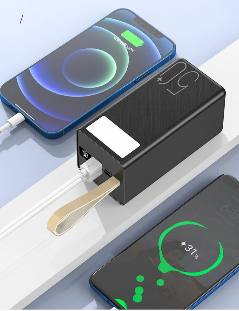 80000mAh Power Bank with LED Display Worldwide Plugs Portable Charger with LED Light High Capacity Polymer Battery Long Travel