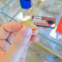 24K Real Gold Square Sugar Citrine Ring for Ladies