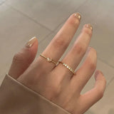 2pcs/set Gold Color Heart Zircon Rings