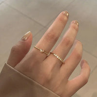 2pcs/set Gold Color Heart Zircon Rings