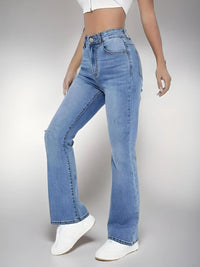 Casual High Waist Washed Denim Trousers for Women