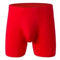 Men Underwear Boxers Shorts Solid Ice Silk Panites Man Breathable U Convex Pouch Middle Long Leg Underpants Cueca Calzoncillo