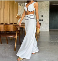 2 Pcs Sexy Elegant Color Blocking Low Cut Set