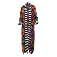 African Ethnic Print Loose Long Trench Coat Streetwear