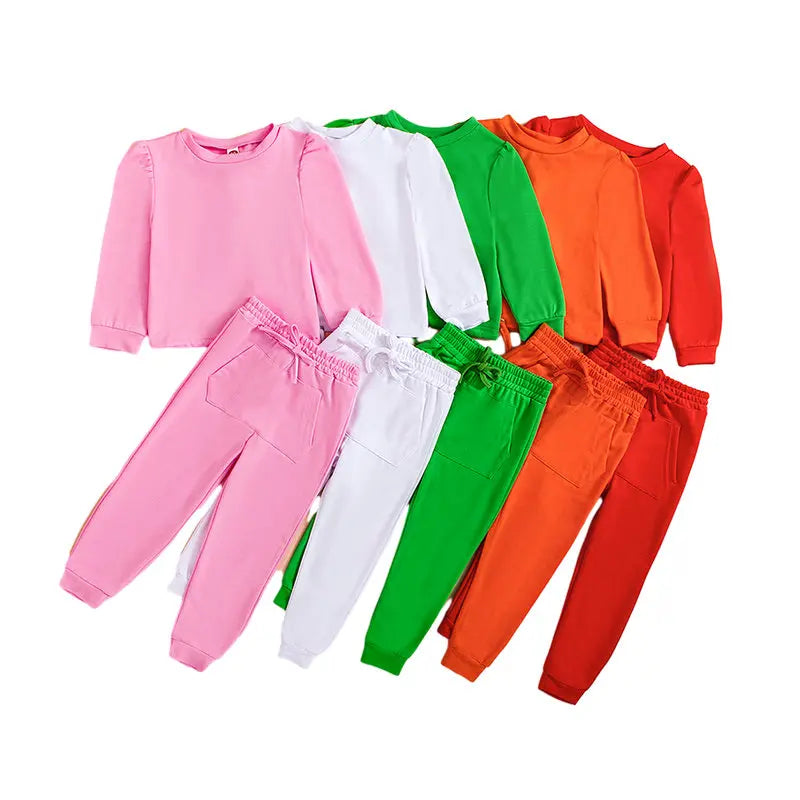 2 Pieces Solid Color Hoodie & Pants Set