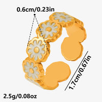 Elegant Ring Enamel Stainless Steel Rings For Women Men Accessories Flower Plant Jewelry Real Gold