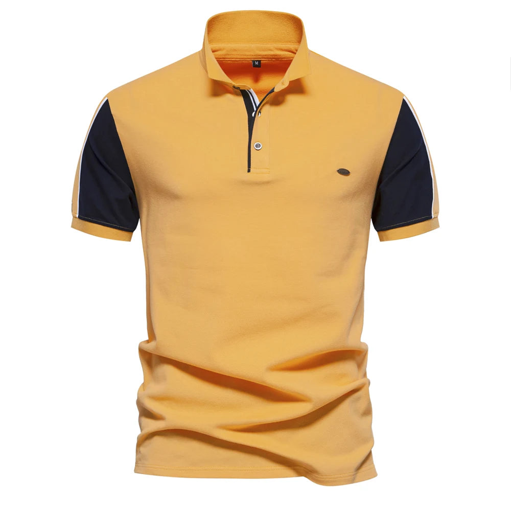 Summer Patchwork Baseball Polo Shirt