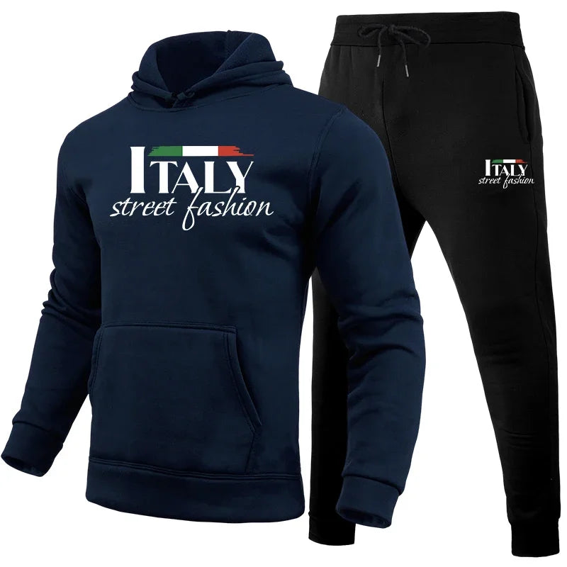 Mens Tracksuit Casual Printing Sweatshirt Sweatpants 2 Pcs Set Sports Jogging Mens Clothing Fashion Hoodies Sportswear Outfits