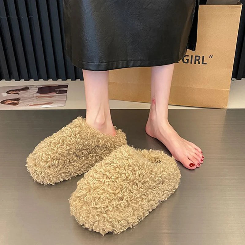 Comfortable Warm Fluffy Plush Velvet Slippers