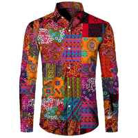 Long Sleeve 3D Printed Retro Ethnic Style Shirt