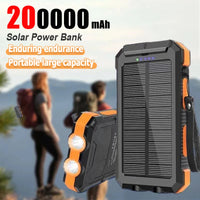 Brand-New 200000mAh Solar Power Bank Portable Large Capacity Charger Compatible with IOS Android USB-A and USB-C Fast Charging