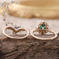 Classic Rose Gold Emerald Pair Ring for Women