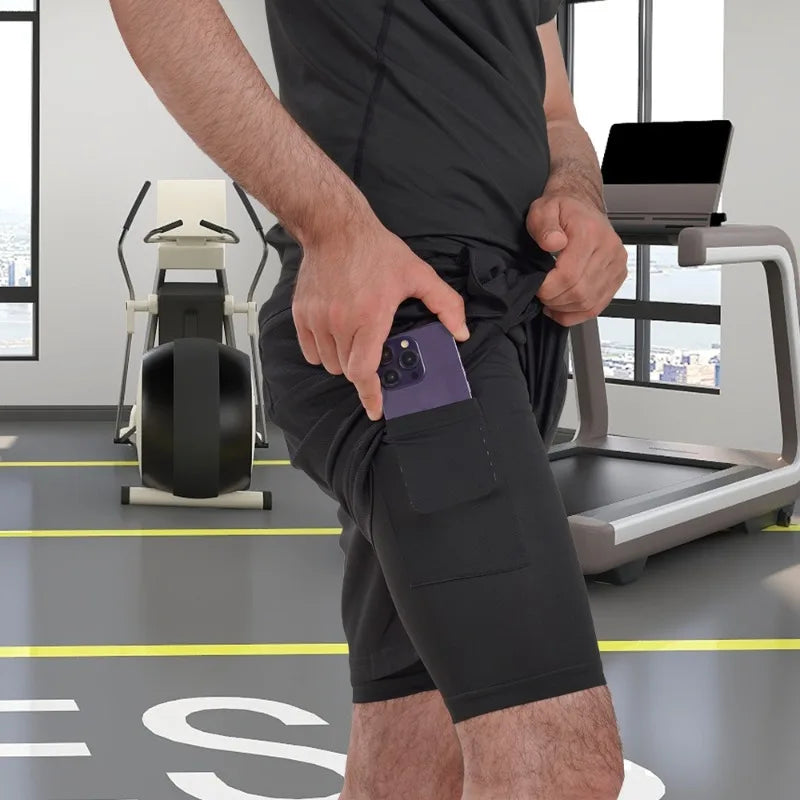 Men Sport Shorts Sportswear Double