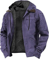 Men's Solid-Color Hooded Cotton Jacket
