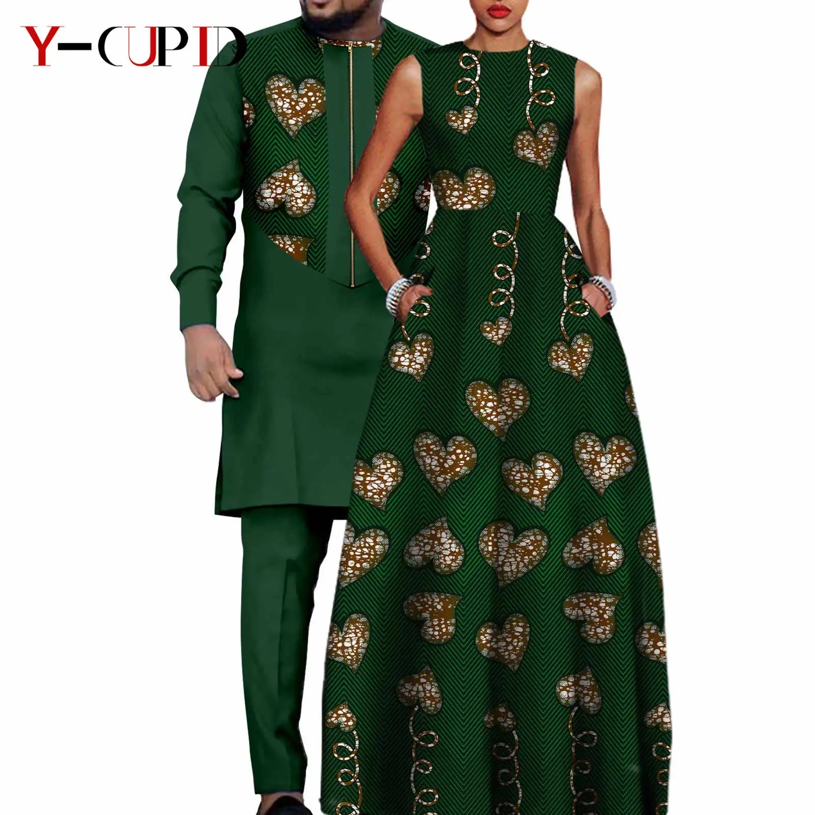 African Dresses for Matching Couple Outfits for Party Vestidos Y23C067