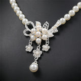 Personality flower Pearl Wedding Necklace Earring
