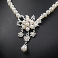 Personality flower Pearl Wedding Necklace Earring