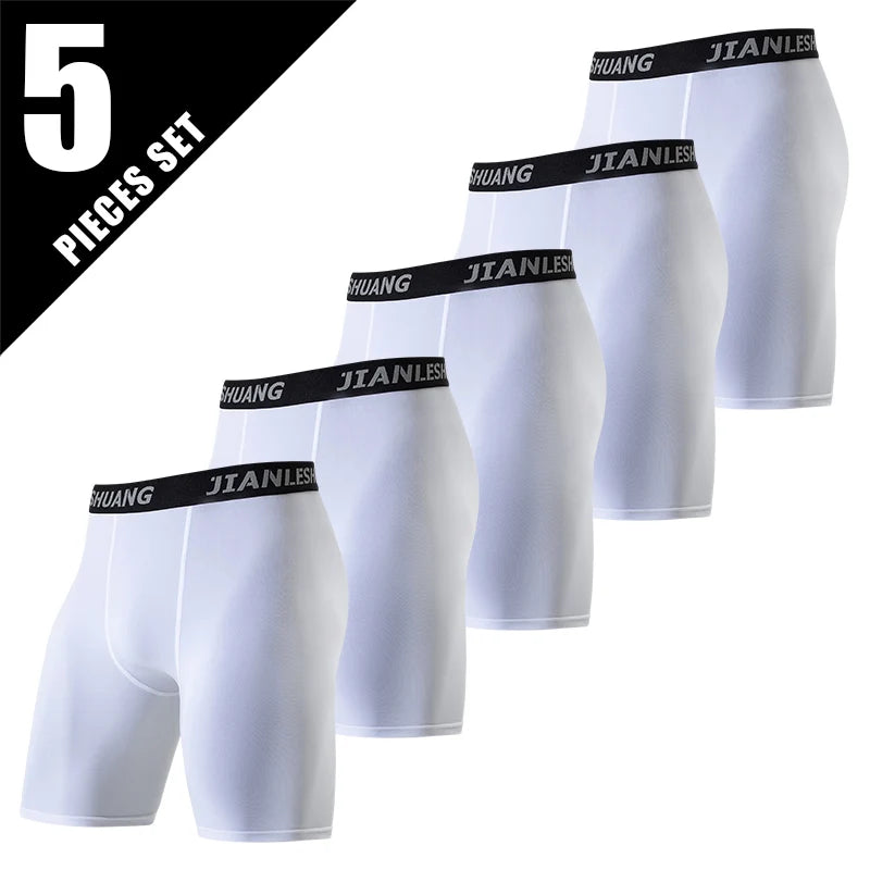 5/10 Piece Set Of Men's Solid Color Classic Long Underwear Quick Drying Youth Sports Comfortable Elastic Casual Boxer Shorts