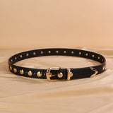 Women Studded Leather Belt Fashion Punk Style Ladies Belts for Jeans Dress Adjustable Waist Belt Rivet Decor