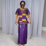 MD African Dresses For Women Embroidery 2PCS Tops Dresses Ankara Rich Robes Traditional Party Wedding Ramadan Church Clothes