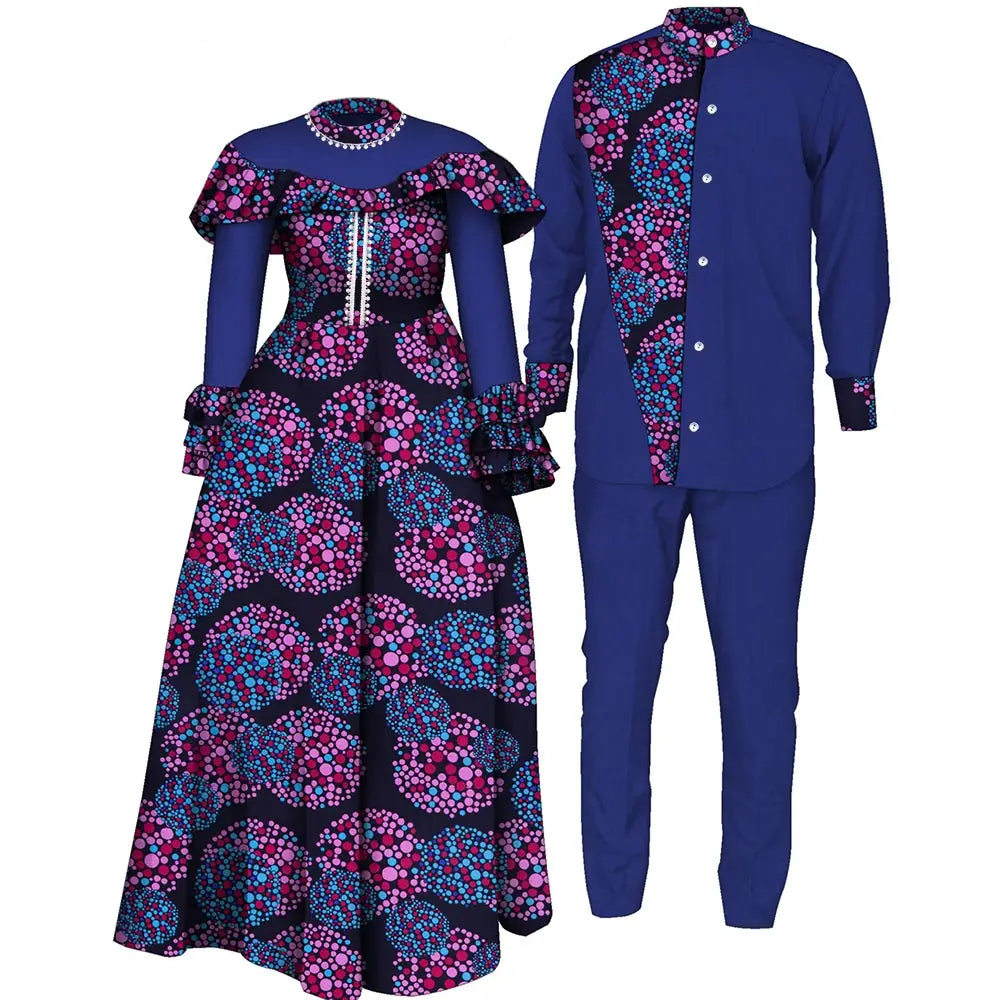 African Couple dress Top and Pants Suits - Wyq1093