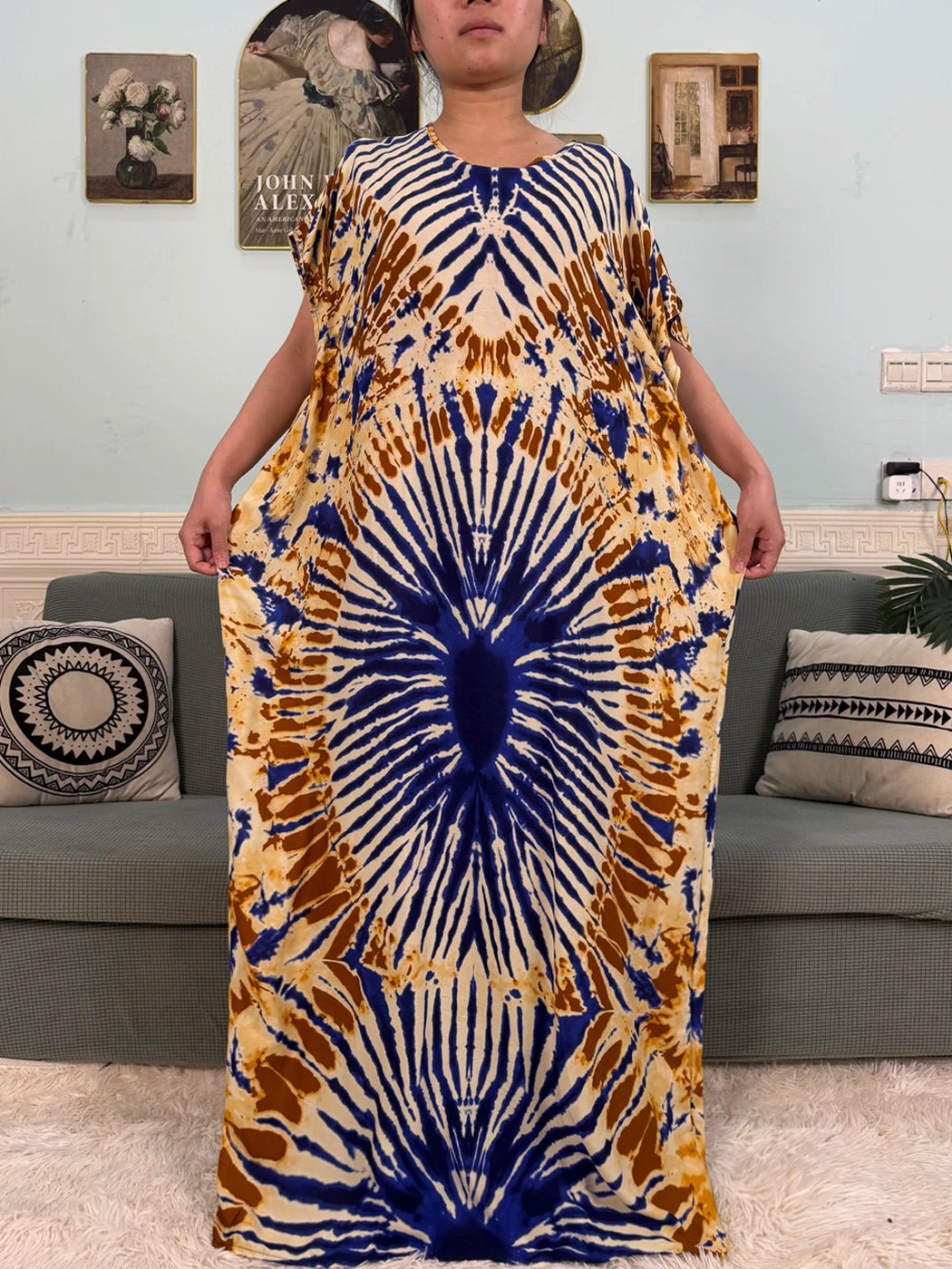 African Dresses For Women 2025 Floral Cotton Loose Femme Robe O-neck Muslim Islam Abaya Sets With 160x80cm Shawl Hijabs Scarf