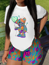 2 PCs Set Casual Short Sleeve Blouse & Pants