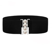 Women’s Elastic Cinch Belt  Fashion Stretch Waist Band Clasp Buckle New Stretchy Retro Wide Waist Cinch Belt Waistband