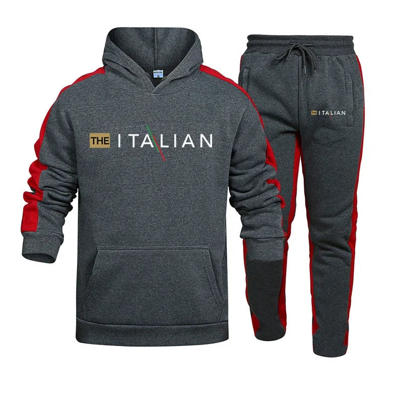 2025 Mens Tracksuit Print Casual Hooded Sweatshirt Sweatpants Set Outdoors Sports Jogging Mens Clothing FitnessStreet Sportswear