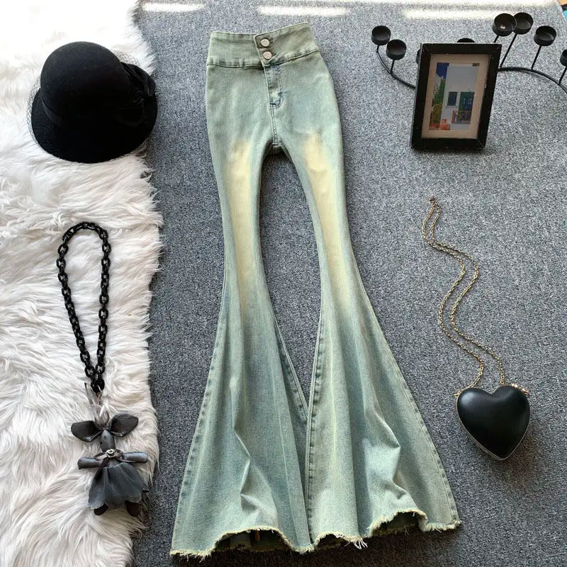 Gradient Color High Street Chic Flare Trousers
