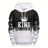 King Printing Mens Tracksuit Splash-ink Hooded Sweatshirts Casual Sports Jogging Mens Clothing Fashion Single Piece Tops Pants