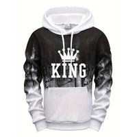 King Printing Mens Tracksuit Splash-ink Hooded Sweatshirts Casual Sports Jogging Mens Clothing Fashion Single Piece Tops Pants