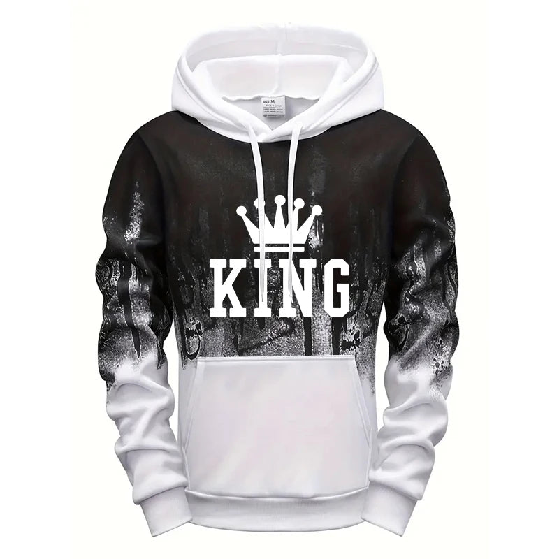 King Printing Mens Tracksuit Splash-ink Hooded Sweatshirts Casual Sports Jogging Mens Clothing Fashion Single Piece Tops Pants
