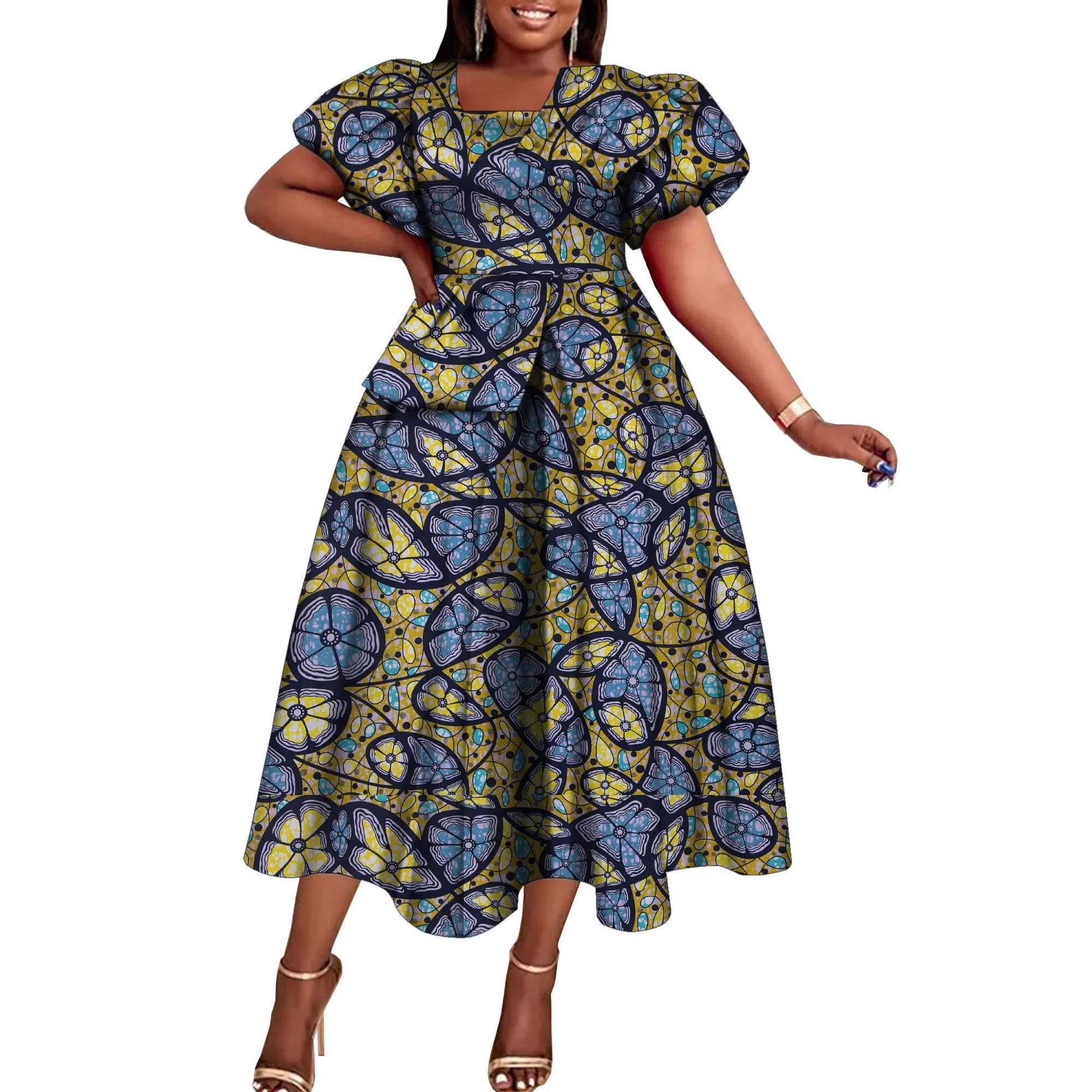 African female Short Sleeve Dresses Dashiki Party Clothes for Women WY10485