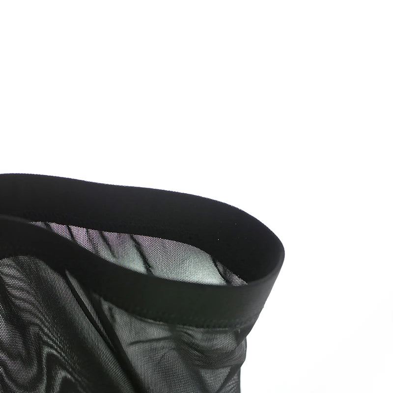 Mens Boxer Shorts Long Leg Breathable Sheer Mesh Trunks Sports Training Quick-drying Boxers SeeThrough Bottoms Sportswear