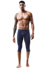 Men's Ice Silk Long Leg Trunk Sexy U Conevx Pouch Boxy Underwear Sports Fitness Running Shorts Pants Extended Knee Length Boxers