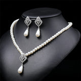 Personality flower Pearl Wedding Necklace Earring