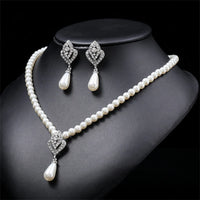 Personality flower Pearl Wedding Necklace Earring
