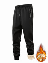 Men's winter sportswear set; warm fleece round neck sweatshirt and men's drawstring sport pants
