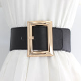 Women Wide Elastic Dress Belt Stretch Waist Belt Vintage Fashion Casual Cinch Belt Buckle Retro PU Leather Punk Waistband пояс