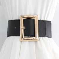 Women Wide Elastic Dress Belt Stretch Waist Belt Vintage Fashion Casual Cinch Belt Buckle Retro PU Leather Punk Waistband пояс