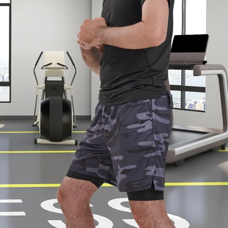 Men Sport Shorts Sportswear Double