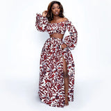 Afro Women 2-piece Set Lady Full Sleeve Shoulder Off