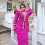 African women's elegant dress Mesh fabric