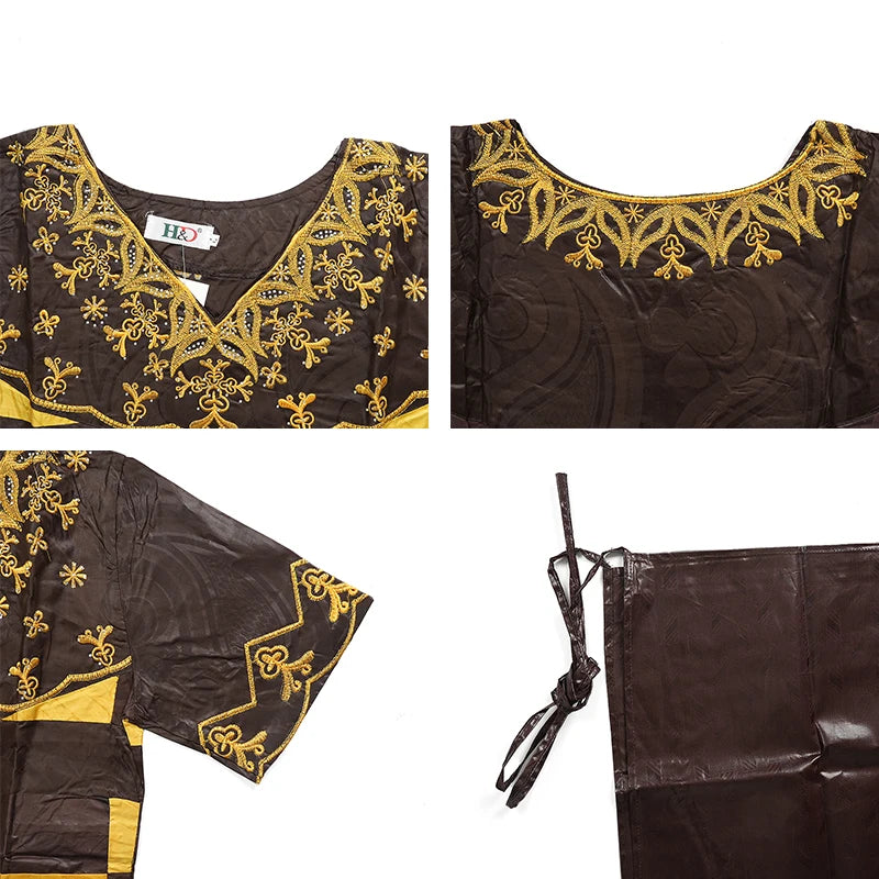 MD African Dresses For Women Embroidery 2PCS Tops Dresses Ankara Rich Robes Traditional Party Wedding Ramadan Church Clothes